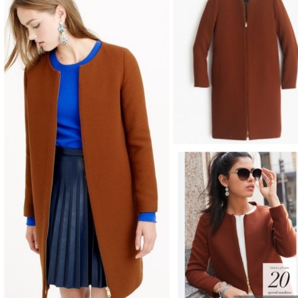 J. Crew Women's double cloth 6p warm brown jacket